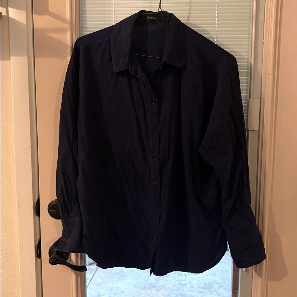 Madewell Blue Button Down Long Sleeve Relaxed Dolman Shirt L